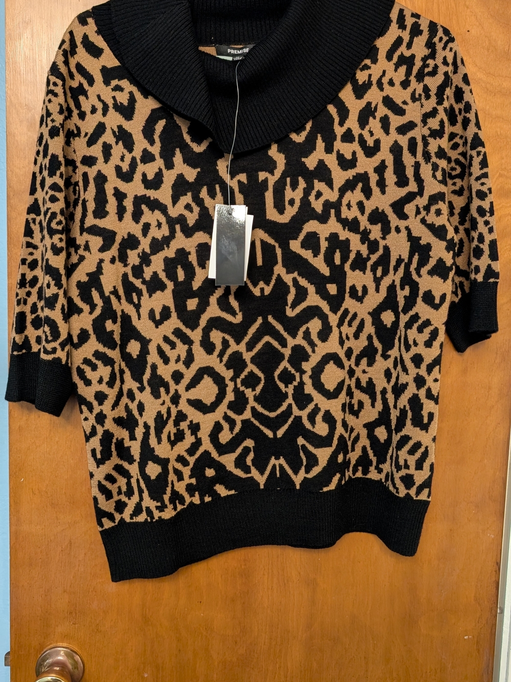Premium Black & Brown Leopard Print Sweater - Women